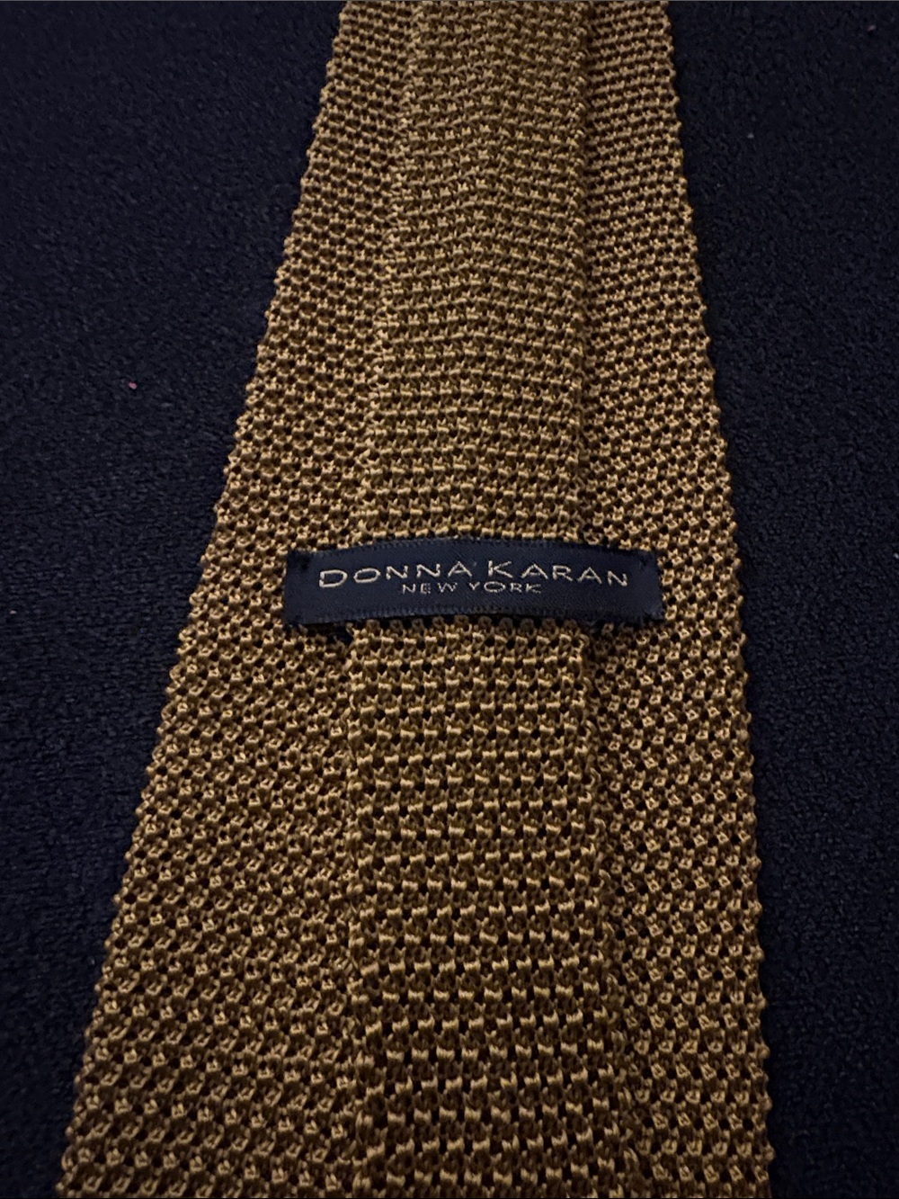 Men's Donna Karan Brown Silk Tie Mustard color